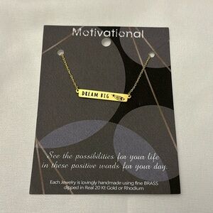Motivational "Dream Big" Necklace – Gold Tone – NIP
